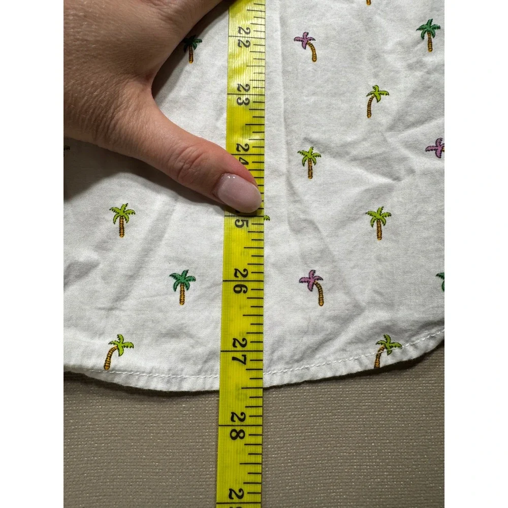 Scotch & Soda Mens White Embroidered Palm Tree Short Sleeve Button Down Shirt M - Picture 9 of 9